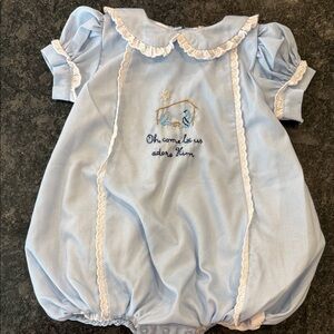 Light Blue Baby Romper with Embroidery